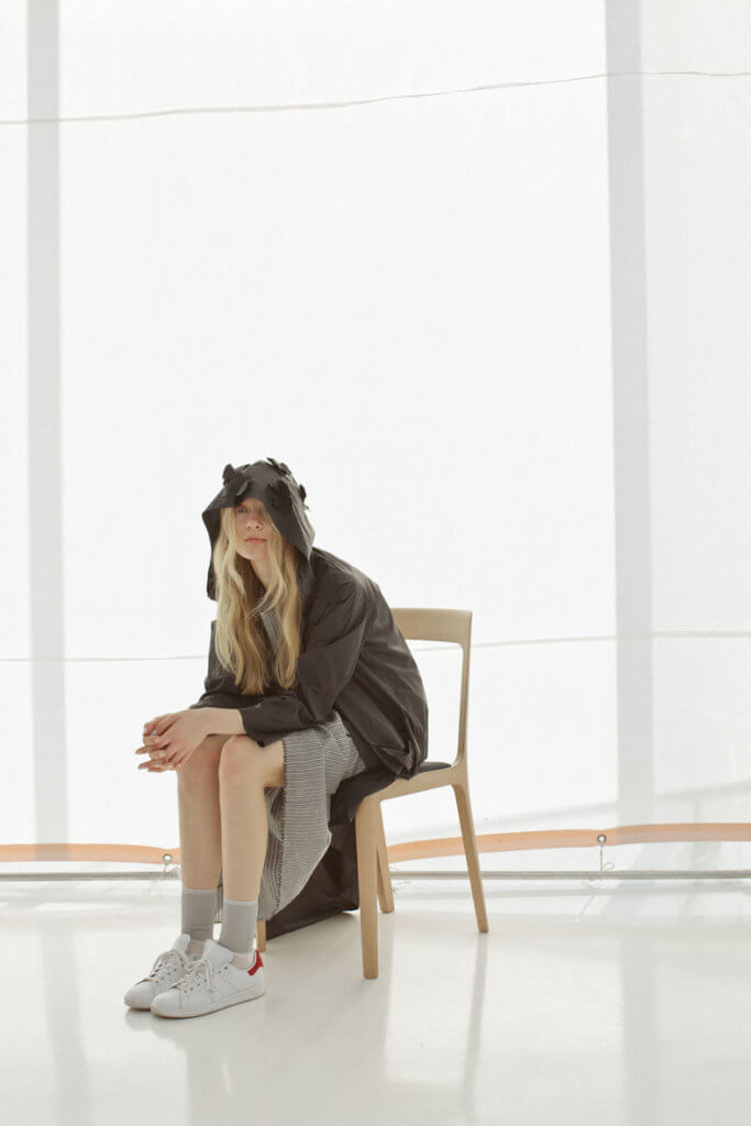 NYLON COAT: NV15 BLACK / BLOUSE: WB101 BLACK / SKIRT: WS102 BLACK / SOCKS: ANP-92B SILVER*WHITE