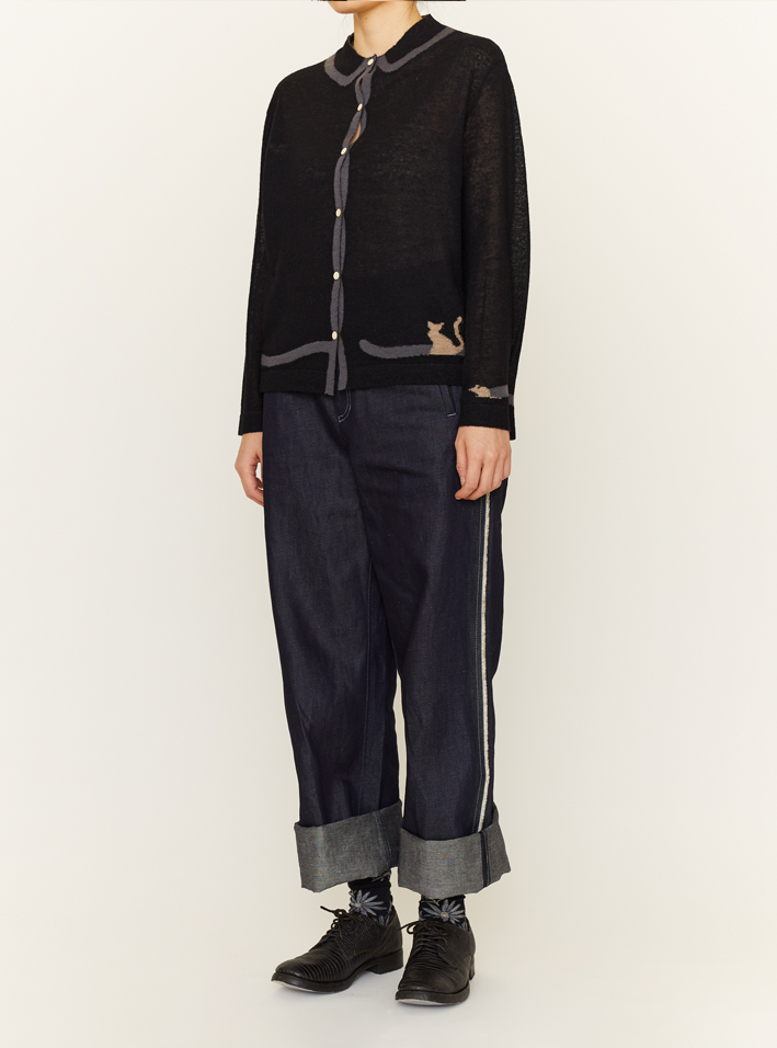 Knit Cardigan: SO232 Black, Pants: GP1C Indigo, Socks: AM-675A Black