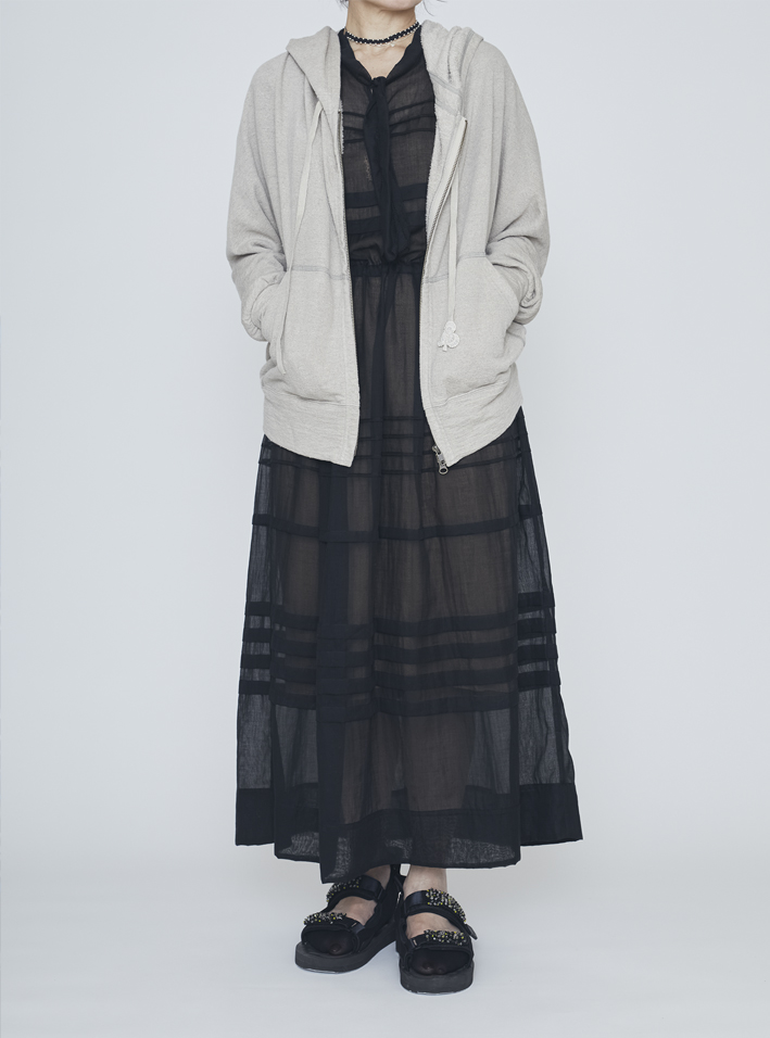 HOODIE: KH234 NATURAL, DRESS: LOP95 BLACK, SOCKS AM-483BS BLACK, NECKLACE: AC138 SILVER-BLACK