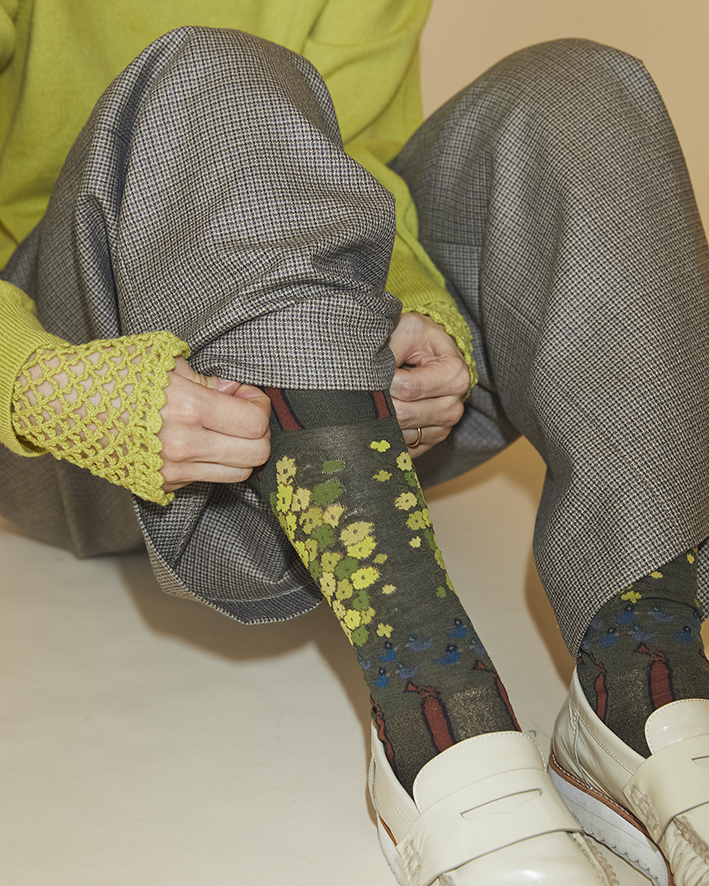 Knit Pullover: FK130A Yellow, Pants EP191 Beige*Khaki, Socks AM-771 Khaki