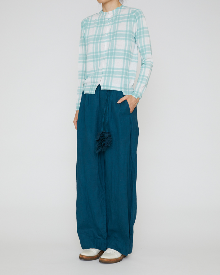 Knit Cardigan: FC392E Ivory*Mint, Pants: WP166 Turquoise