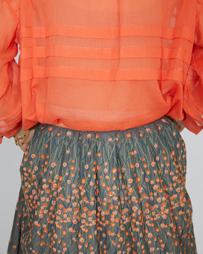 Blouse: LB96B Orange, Skirt: ES199 Khaki