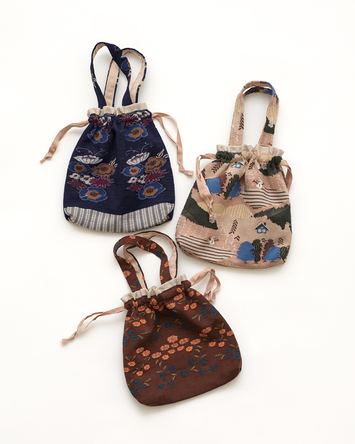 From top (clockwise): BAG56-548A Navy, BAG56-234 Beige, BAG56-825 Brown