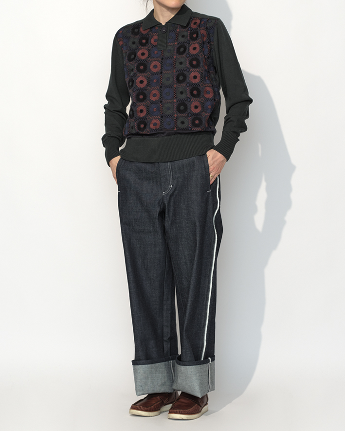 Knitted Polo: VE216 Green, Trousers: GP2 Indigo
